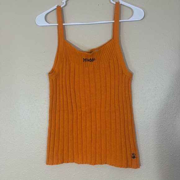 Vintage Y2K Mudd Vibrant Orange Ribbed Tank Top L - Picture 1 of 5